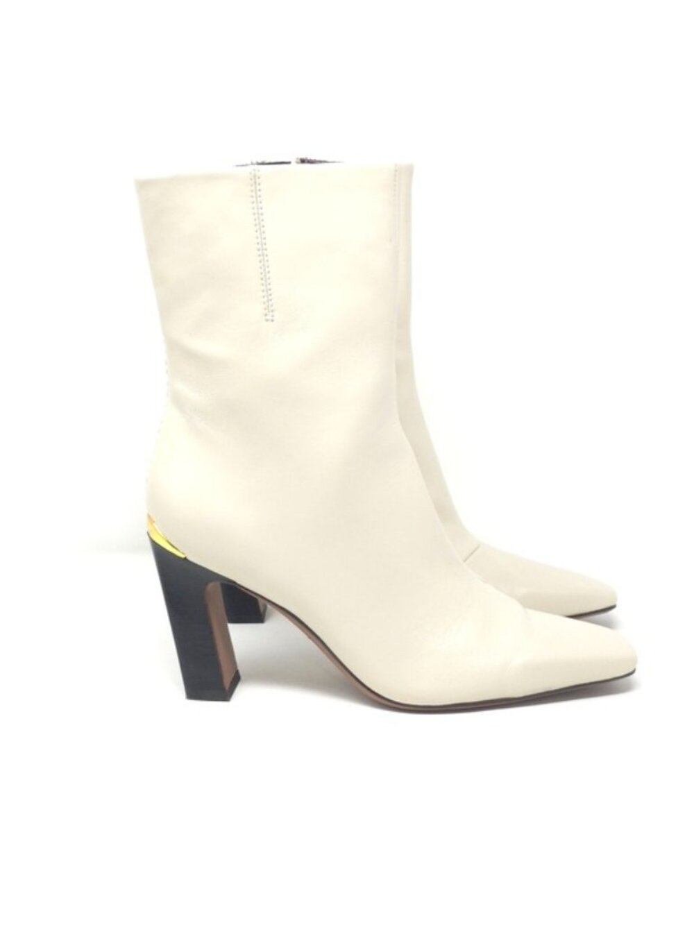 Franco Sarto Briar Snip Toe Heeled Ankle Boot Chalk White Leather 8 M - Picture 4 of 16